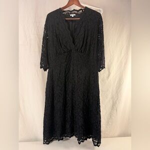 Lions Elegant Plus Size Black Lace Dress